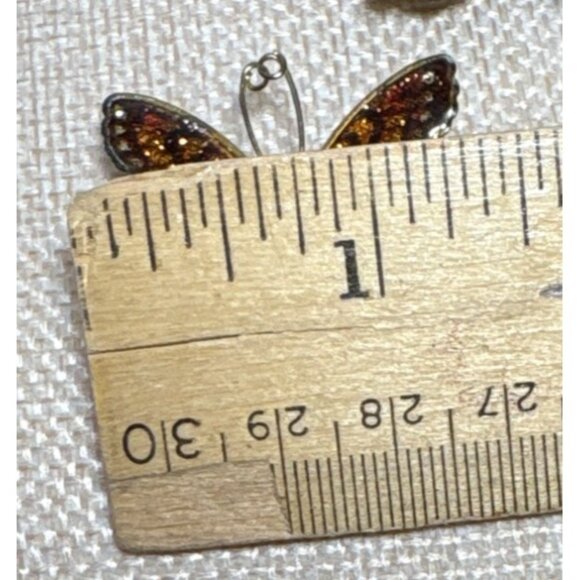 Butterfly Brooch Pin Set of 2 Multicolor Glitter Enamel Beautiful - Picture 5 of 10
